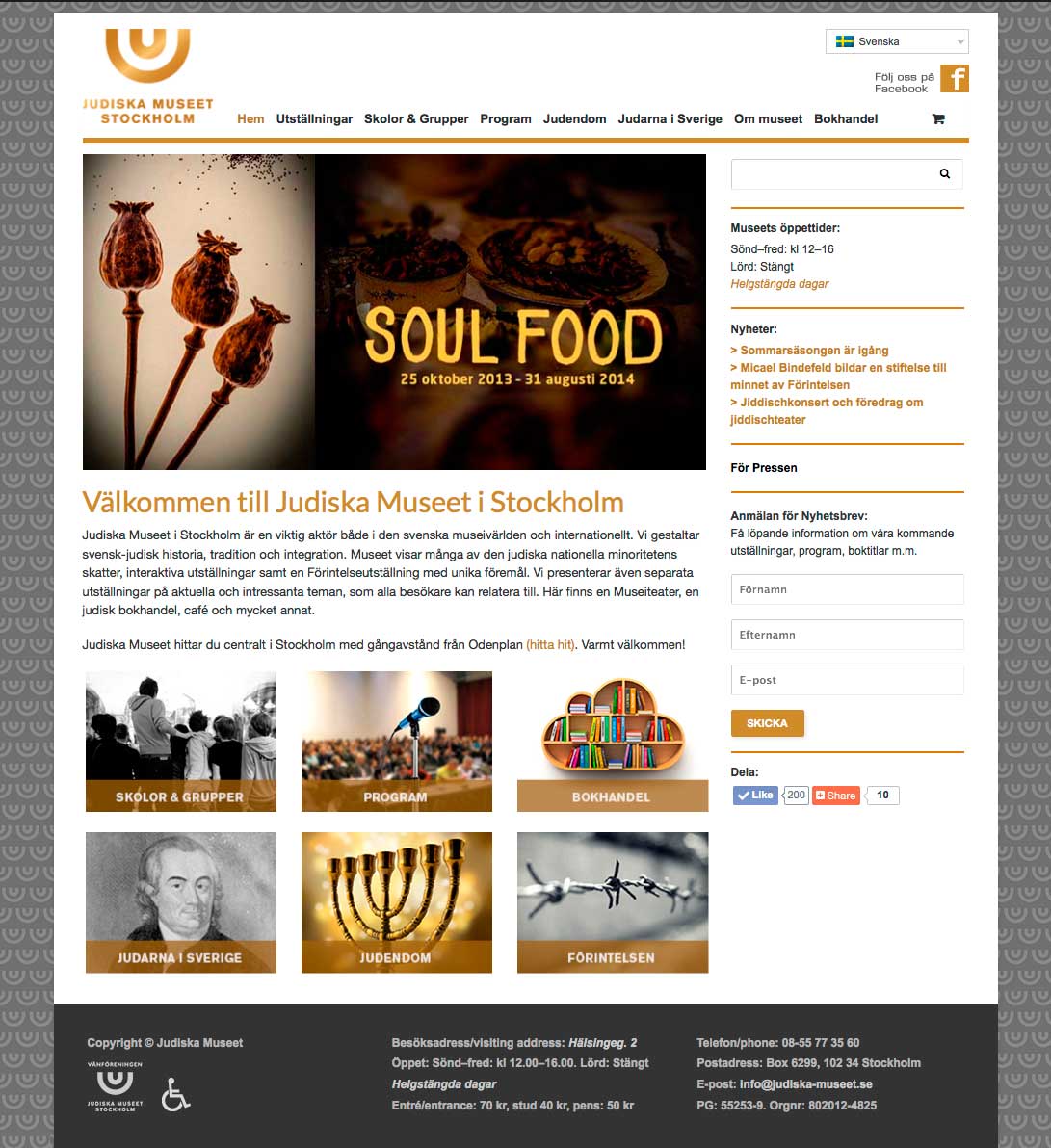 Webbsida Judiska Museet